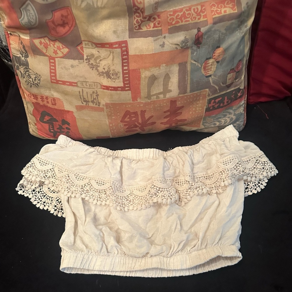 Chocolate Cream Smocked Ruffled Crop Top
